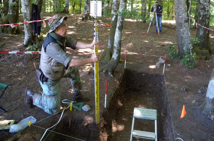 photo of Paolo Visonà mapping presumed sanctuary site